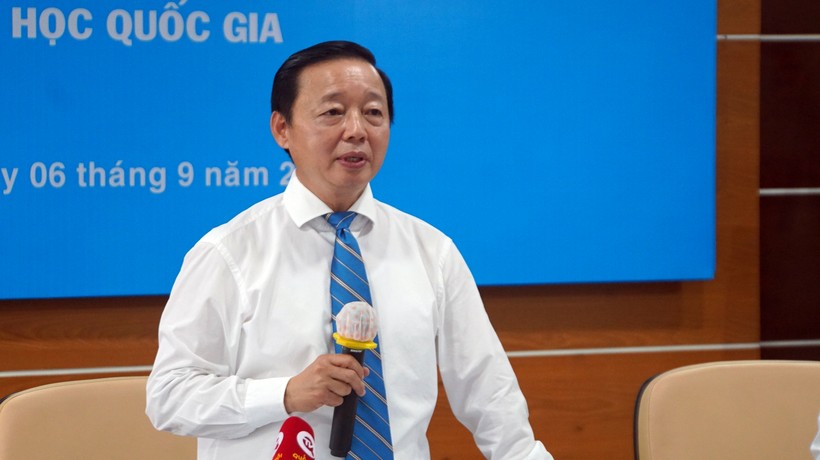 Phó Thủ tướng Trần Hồng Hà chủ trì buổi làm việc với 2 Đại học Quốc gia tại ĐH Quốc gia TPHCM, sáng 6/9. Ảnh: Mạnh Tùng