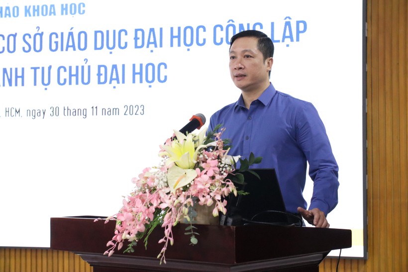 Ông Nguyễn Đức Cường, Chánh Thanh tra Bộ GD&ĐT phát biểu tại hội thảo. Ảnh: Mạnh Tùng