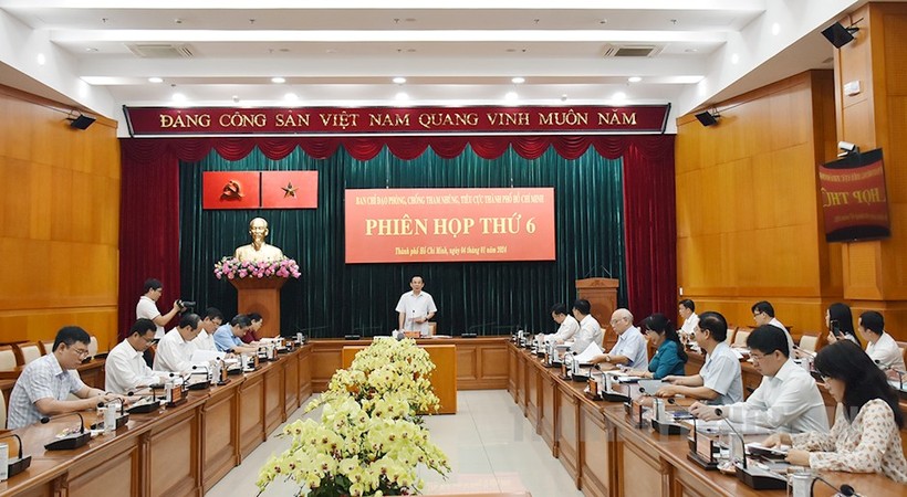 Phiên họp thứ 6 của Ban Chỉ đạo phòng, chống tham nhũng, tiêu cực TPHCM. (Ảnh: HCMCPV)