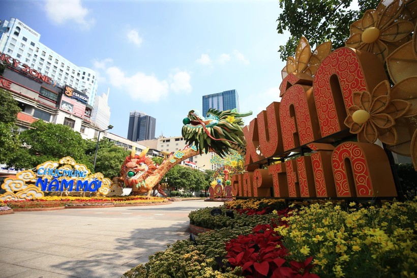 Đường hoa Nguyễn Huệ, địa điểm thu hút hàng triệu lượt khách tham quan trong dịp Tết vừa qua. (Ảnh: SGGP).