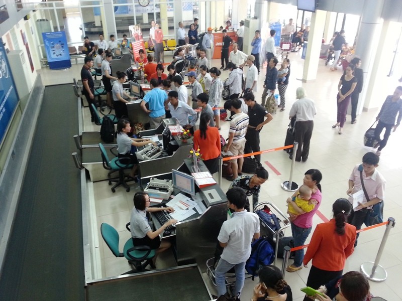 Khu vực check-in sân bay Thọ Xuân (Thanh Hóa)- nơi xảy ra vụ 3 thanh niên tấn công nữ nhân viên hàng không. Ảnh: Hồng Đức