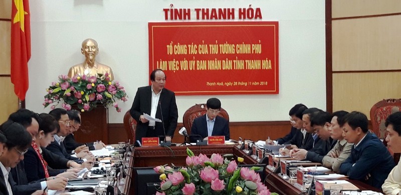 Bộ trưởng, Chủ nhiệm Văn phòng Chính phủ Mai Tiến Dũng làm việc với lãnh đạo tỉnh Thanh Hóa.