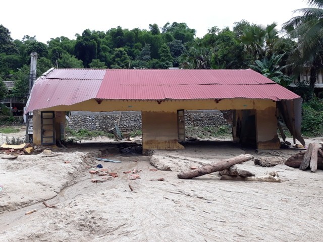Điểm Trường Mầm non ở bản Son, xã Na Mèo (Quan Sơn, Thanh Hóa) sau khi lũ tràn qua.