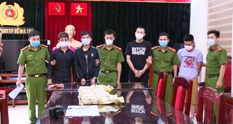 Nhóm nghi phạm buôn ma túy từ Lào về Thanh Hóa bị bắt giữ. Ảnh: Công an Thanh Hóa cung cấp.