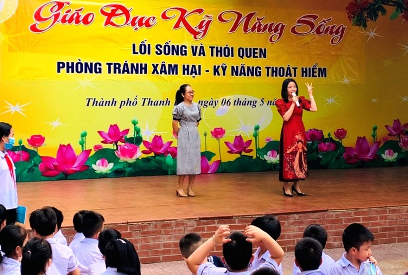 Trường Tiểu học Minh Khai 1, TP Thanh Hóa tổ chức Giáo dục kỹ năng sống cho học sinh. Ảnh: Nhà trường cung cấp.