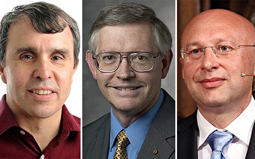 Các nhà khoa học Eric Betzig, William Moerner và Stefan Hell. Ảnh: AP