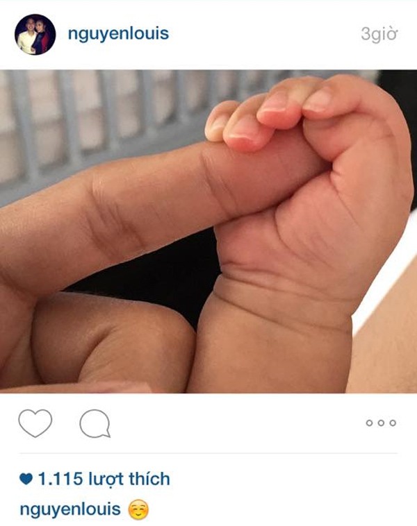 Louis Nguyễn khoe ảnh bàn tay con trên Instagram