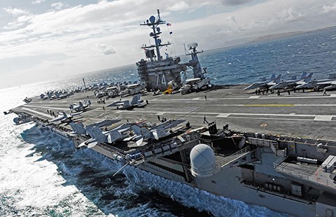 Tàu sân bay USS John C. Stennis hiện diện ở biển Đông. Ảnh: Hải quân Mỹ