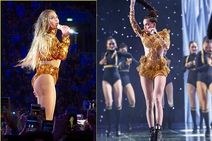Hình ảnh Hà Hồ trong đêm chung kết X-Factor và Boyonce trong tua diễn Formation.