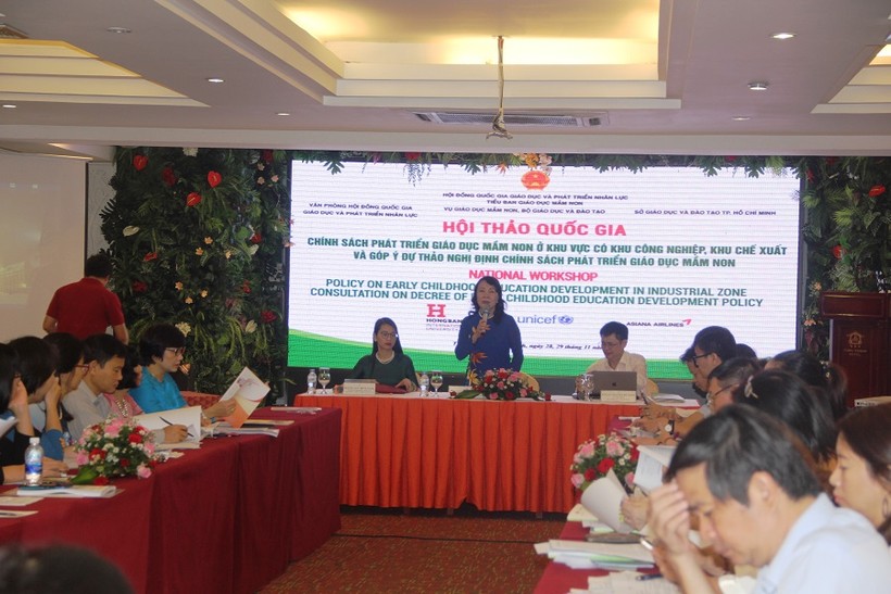 TS Nguyễn Thị Nghĩa-Trưởng tiểu ban GDMN, nguyên Thứ trưởng Bộ GD&ĐT phát biểu tại hội thảo
