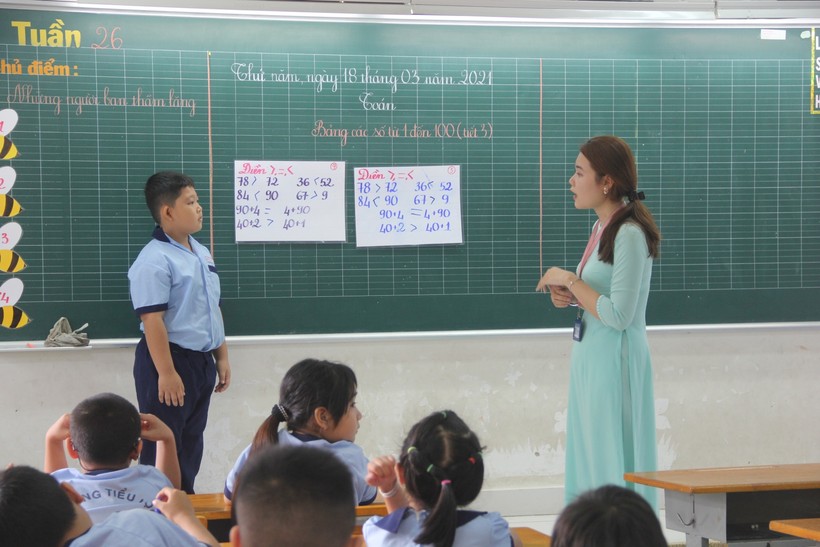 Học sinh Trường Tiểu học Phong Phú 2, huyện Bình Chánh trong giờ học. Ảnh minh hoạ 