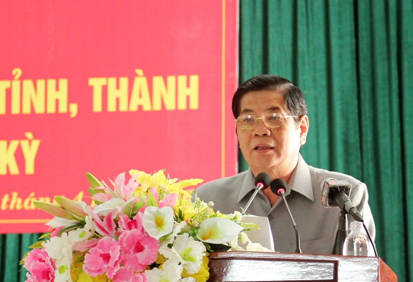 Đồng chí Nguyễn Phong Quang - Phó Trưởng Ban Thường trực BCĐ Tây Nam bộ phát biểu tại buổi Họp mặt