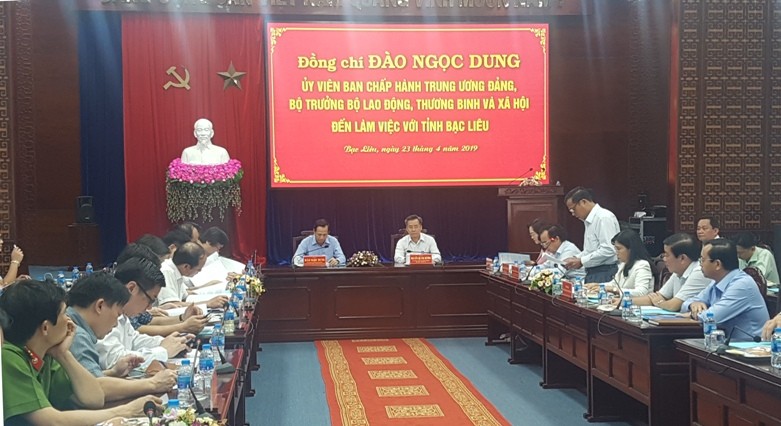 Quang cảnh buổi làm việc của Đoàn công tác Bộ LĐ,TB&XH tại tỉnh Bạc Liêu
