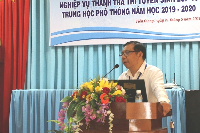 Ông Võ Văn Hiếu - Phó Giám đốc Sở GD&ĐT tỉnh Tiền Giang phát biểu tại Hội nghị