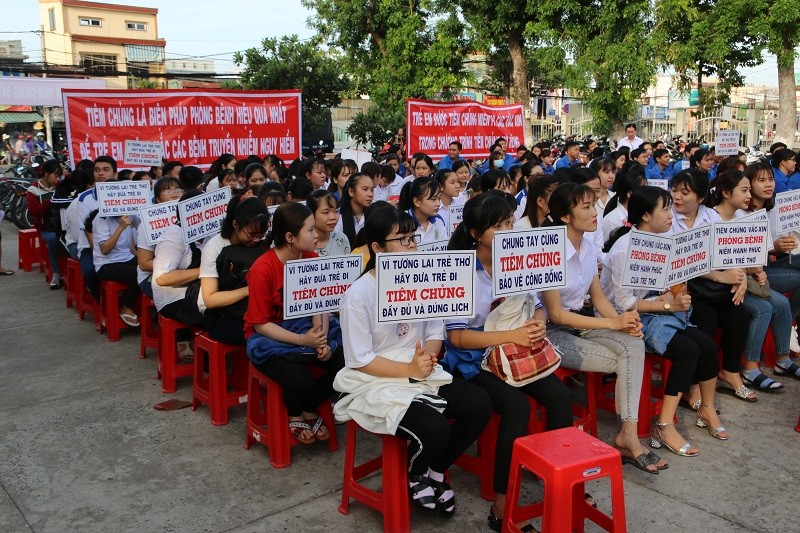 Mít tinh hưởng ứng Tuần lễ tiêm chủng năm 2019 do Sở Y tế tỉnh Tiền Giang tổ chức.