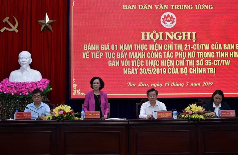 Trưởng Ban Dân vận Trung ương Trương Thị Mai phát biểu tại hội nghị