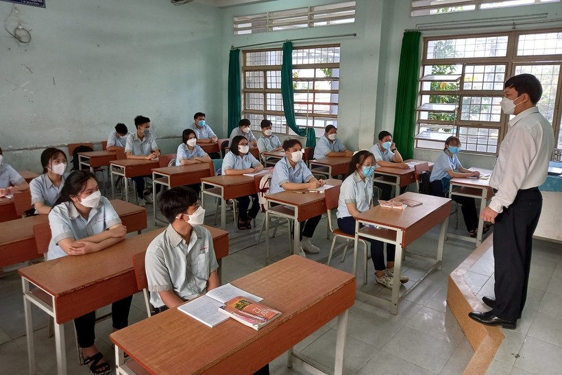 Học sinh Trường THPT Nam Kỳ Khởi Nghĩa (huyện Châu Thành, Tiền Giang) trong giờ học.