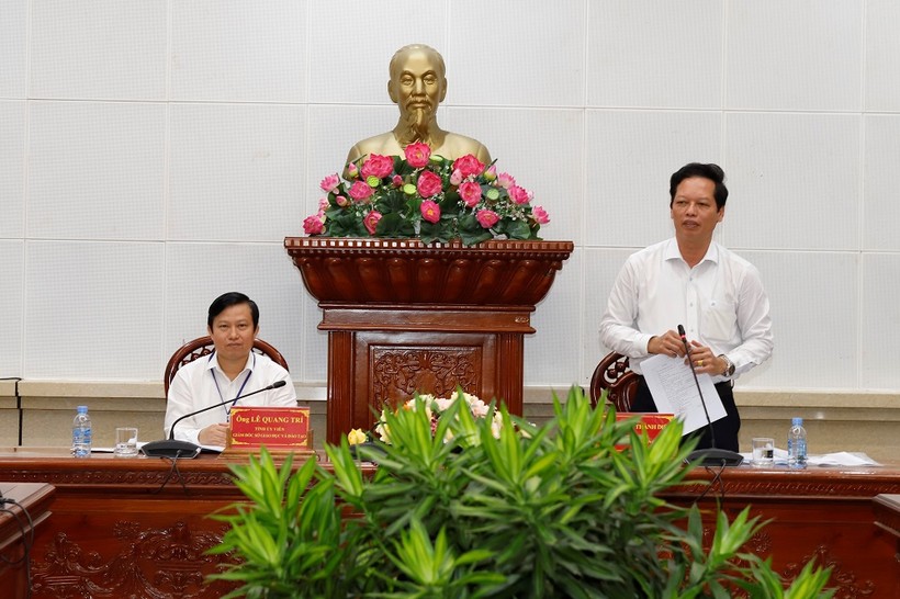Ông Nguyễn Thành Diệu, Phó Chủ tịch UBND tỉnh, Trưởng ban Chỉ đạo thi phát biểu tại hội nghị.