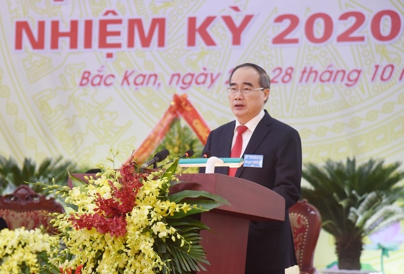 Đồng chí Nguyễn Thiện Nhân, Ủy viên Bộ Chính trị, Trưởng đoàn Đại biểu Quốc hội TP Hồ Chí Minh phát biểu chỉ đạo tại Đại hội