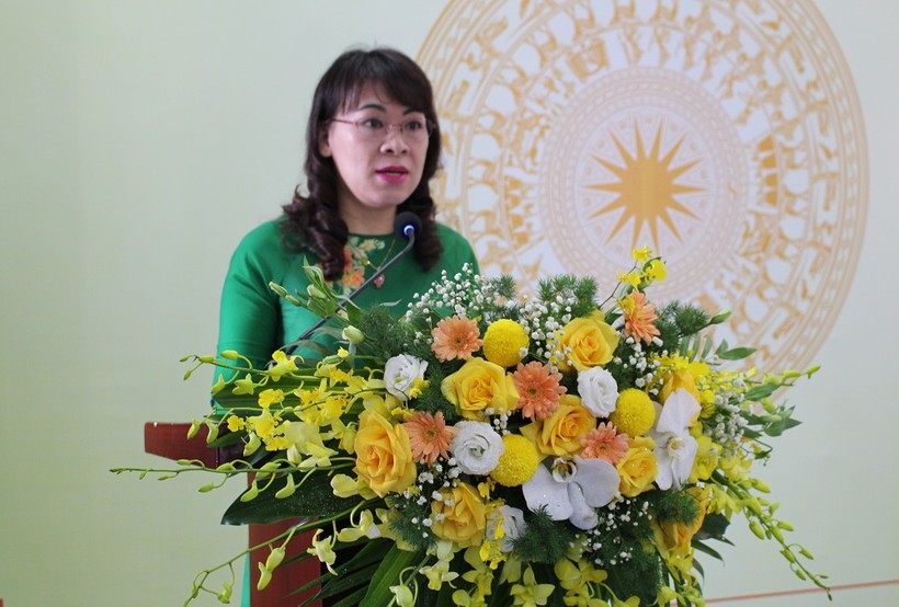 Bà Nguyễn Thị Mai, Giám đốc Sở Văn hoá, Thể thao&Du lịch phát biểu tại lễ khai mạc. 