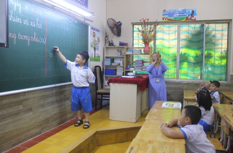 Học sinh lớp 1 Trường Tiểu học Nguyễn Thái Sơn, Quận 3, TPHCM trong giờ học. Ảnh: P. Nga  