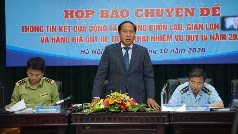 Thiếu tướng Đàm Thanh Thế - Chánh Văn phòng Thường trực Ban Chỉ đạo 389 quốc gia phát biểu.