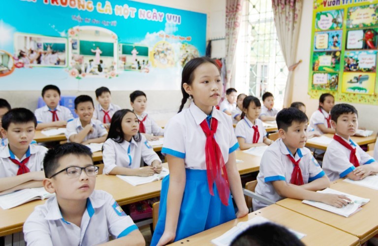 Học sinh Trường Tiểu học Đinh Tiên Hoàng (TX Phú Thọ, tỉnh Phú Thọ) tự tin trong giờ học. Ảnh: Thế Đại