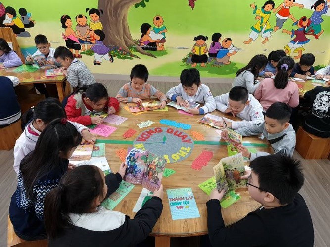 Tiết học thư viện của học sinh Trường Tiểu học Nguyễn Du (Hà Nội).