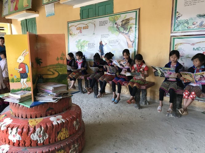 Một không gian đọc sách của học sinh dân tộc miền núi phía Bắc. Ảnh: TG