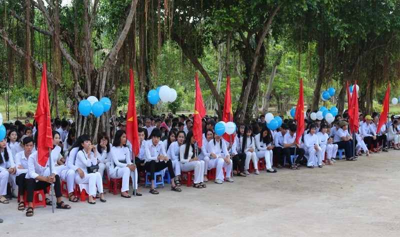 Học sinh Trường THPT Dương Đông (TP Phú Quốc) trước khi có dịch Covid-19 – nơi sẽ đặt điểm thi tốt nghiệp THPT 2021. Ảnh: NTCC