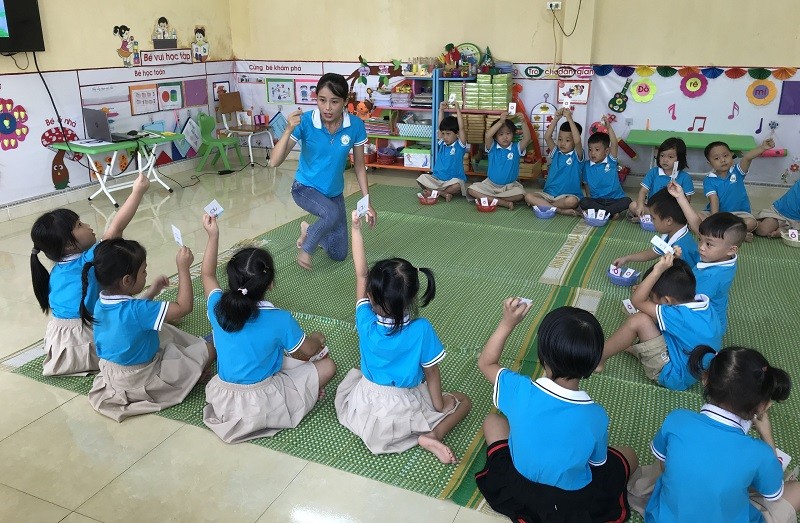 Giờ lên lớp ở Trường Mầm non Yên Ninh, TP Yên Bái (ảnh chụp thời điểm chưa có dịch Covid-19). Ảnh: TG