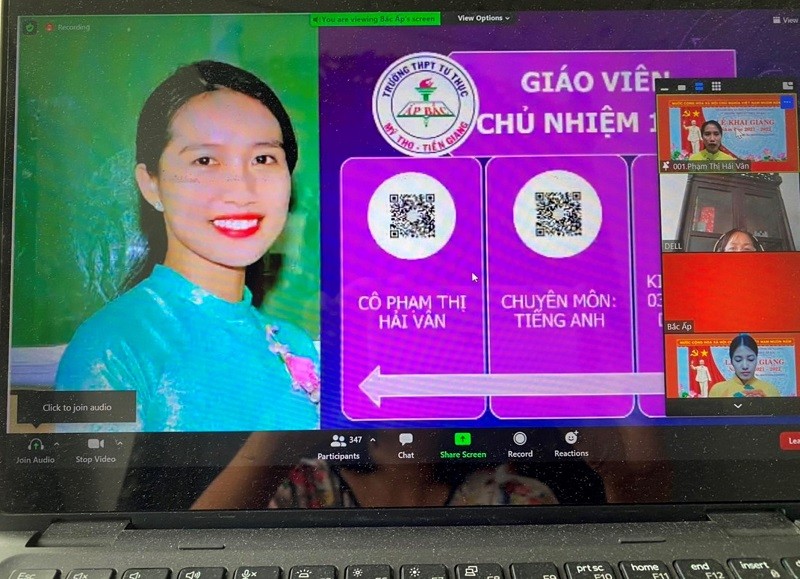 Giờ học online tại tỉnh Tiền Giang.  