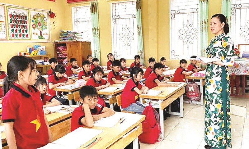 Giờ lên lớp của cô trò Trường TH&THCS Hòa Cuông, huyện Trấn Yên, tỉnh Yên Bái. Ảnh chụp thời điểm chưa có dịch Covid-19.