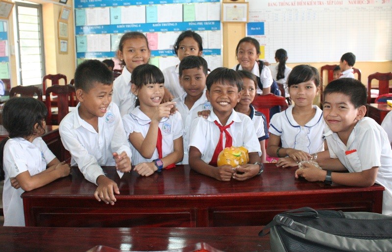 Trường TH Hàm Giang B, huyện Trà Cú (Trà Vinh) có hơn 99% học sinh Khmer.