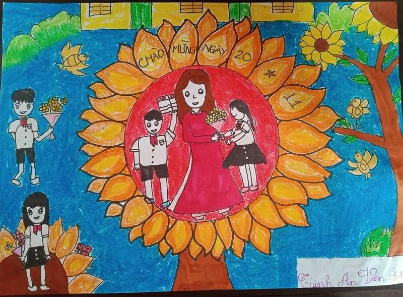 Những tấm thiệp “handmade” được các em học sinh Trường Tiểu học Đông La tự tay thiết kế để tri ân các thầy cô nhân dịp 20/11.  
