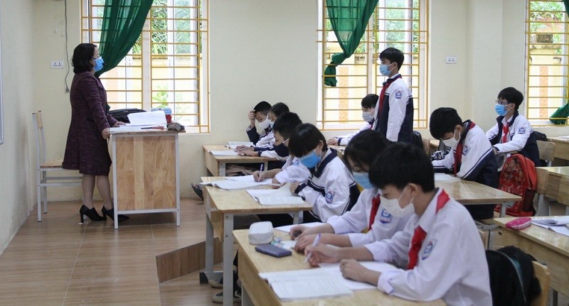 Một lớp học của Trường THCS Phong Vân (Ba Vì, Hà Nội).