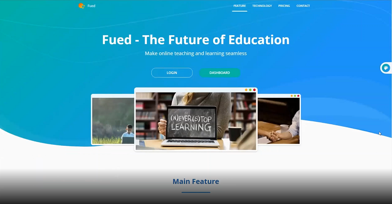 Giao diện của ứng dụng dạy học trực tuyến Fued. 