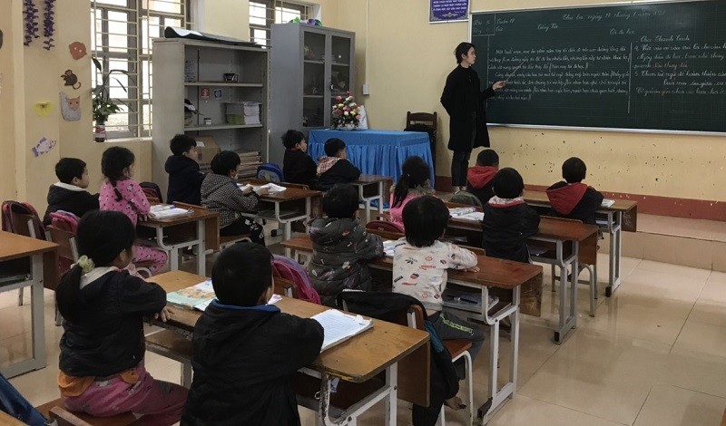 Lớp học của cô Bùi Thị Khuê - Trường PTDTBT Tiểu học An Lương (Văn Chấn, Yên Bái). Ảnh: NVCC