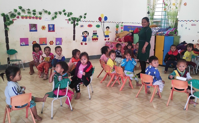 Giờ học của trẻ ở Trường Mầm non Nhi Sơn (Mường Lát, Thanh Hóa).