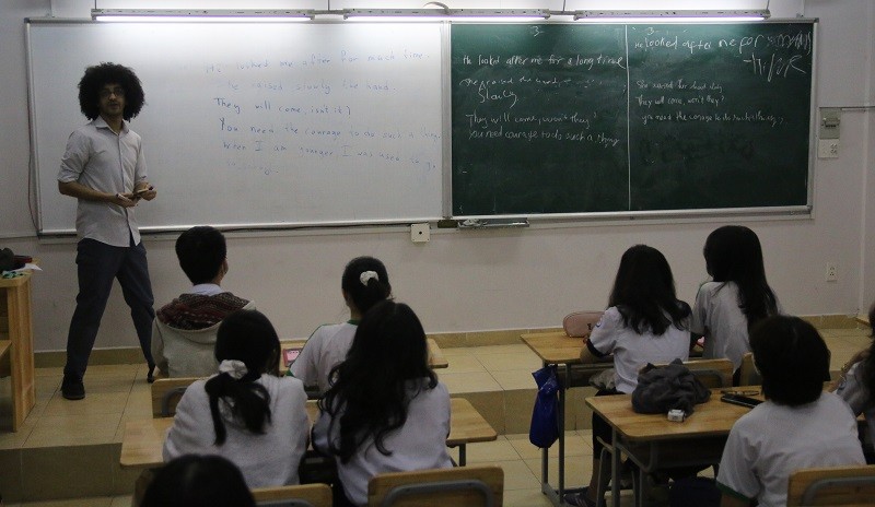 Một tiết học Tiếng Anh do giáo viên người nước ngoài dạy tại Trường THPT Marie Curie, phường Võ Thị Sáu, Quận 3 (TP Hồ Chí Minh). Ảnh: Nam Sơn