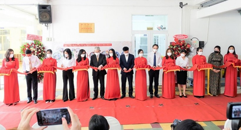 Lễ khánh thành “Bếp ăn mẫu bán trú” thứ 3 tại Trường Tiểu học Phan Đình Phùng, Quận 3, TPHCM, ngày 14/3/2022. 