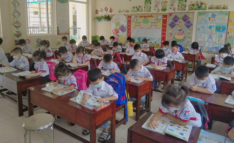 Học sinh Trường Tiểu học thị trấn Hương Sơn (Phú Bình, Thái Nguyên). Ảnh: NTCC