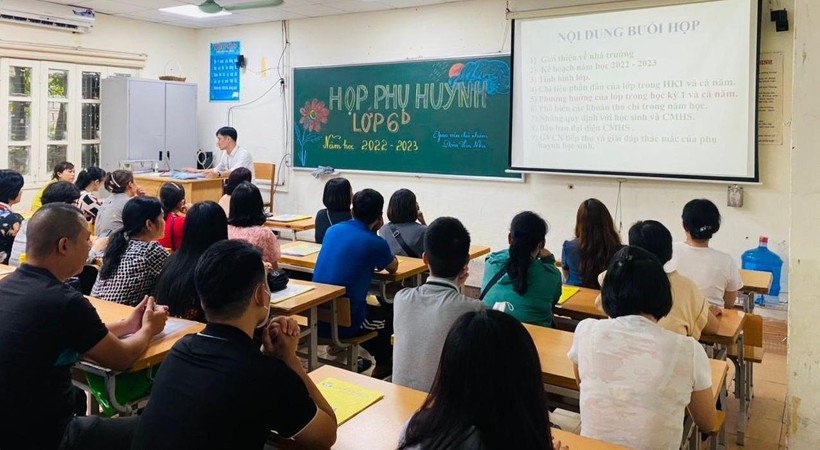 Một buổi họp phụ huynh tại Trường THCS Hoàn Kiếm (Hoàn Kiếm, Hà Nội). Ảnh: Nguyễn Chi
