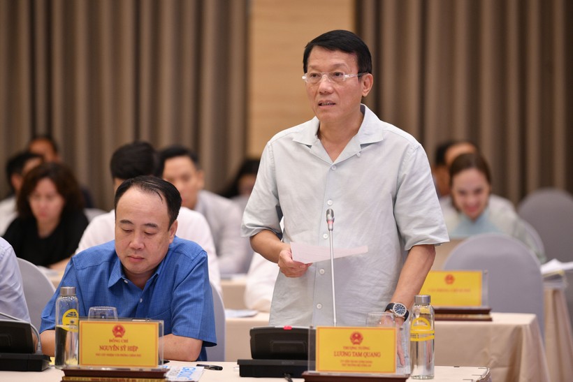 Thượng tướng Lương Tam Quang - Thứ trưởng Bộ Công an phát biểu tại Hội nghị. Ảnh: Thế Đại
