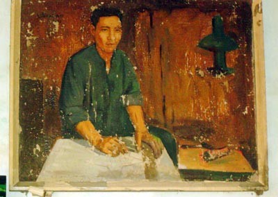 Bức tranh nhạc sĩ Văn Cao vẽ tác giả Quốc kỳ Nguyễn Hữu Tiến.