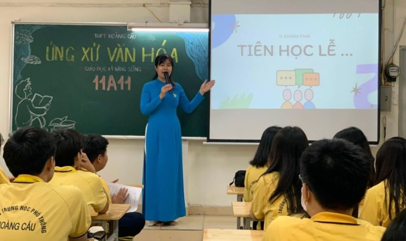 Một lớp học của Trường THPT Hoàng Cầu (Đống Đa, Hà Nội). Ảnh minh họa.