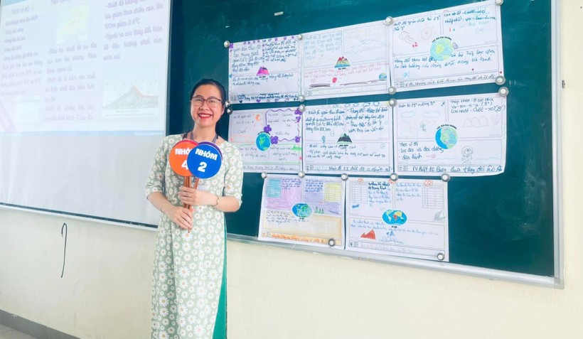 Tiết dạy ứng dụng phương pháp dạy học tích cực của cô Phạm Thị Ái Vân, giáo viên Trường THPT Trần Phú (Đà Nẵng). Ảnh: NVCC