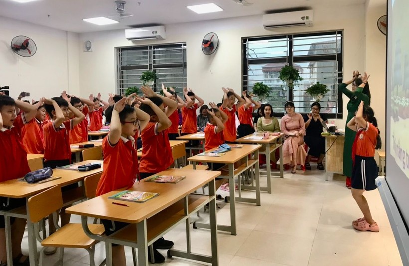 Một lớp học của Trường Tiểu học Hoàng Diệu (quận Ba Đình, Hà Nội). Ảnh: Phòng GD&ĐT Ba Đình cung cấp
