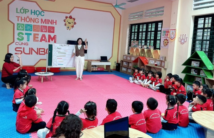 Lớp học STEAM của Trường Mầm non Hoa Hồng (TP Lào Cai, Lào Cai). Ảnh: Hà Thuận