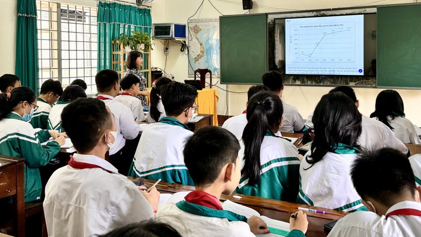 Học sinh Buôn Ma Thuột hứng thú với hoạt động khởi động trong 1 tiết học sau Tết Nguyên đán Giáp Thìn 2024. Ảnh: TT